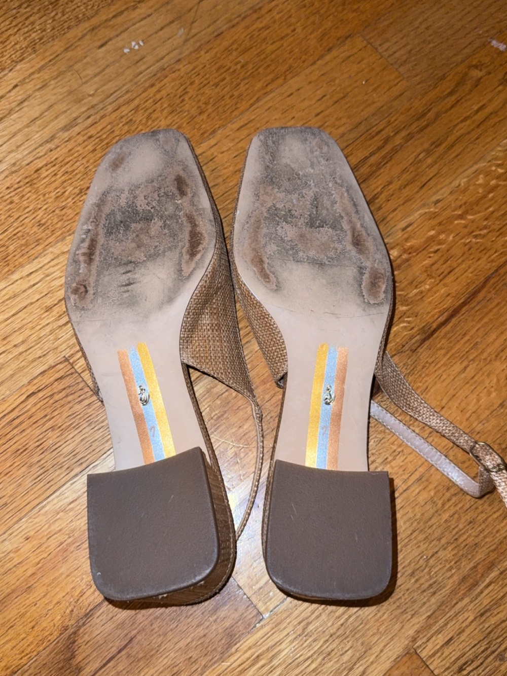 Sam Edelman Terra Slingback Raffia Pump Woven Slingback Block Heel Pumps - Tan 7 - Picture 5 of 5
